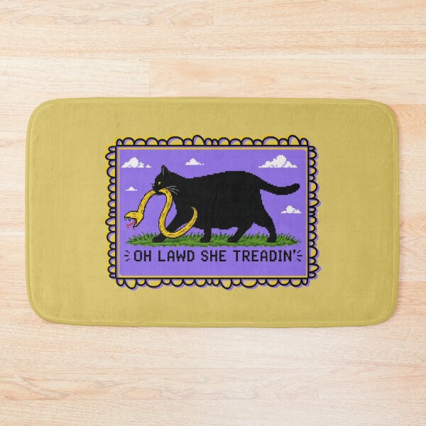Item preview, She Treadin' Don't Tread On Me Cat and Snake designed and sold by LivingRoomZoo.
