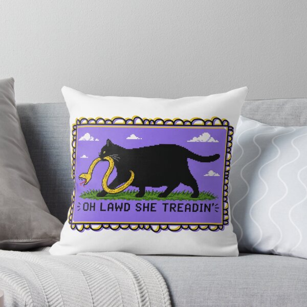 Item preview, She Treadin' Don't Tread On Me Cat and Snake designed and sold by LivingRoomZoo.