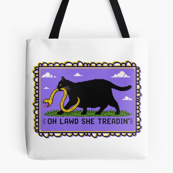 Item preview, She Treadin' Don't Tread On Me Cat and Snake designed and sold by LivingRoomZoo.