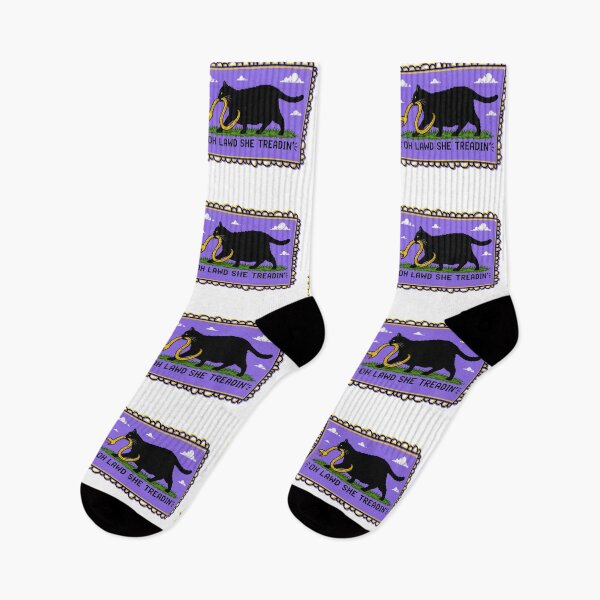 Item preview, She Treadin' Don't Tread On Me Cat and Snake designed and sold by LivingRoomZoo.