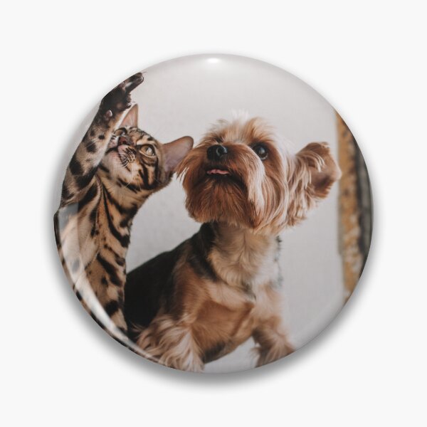 Item preview, Best Friends Forever | Bengal Cat & Yorkshire Terrier Playing | Cute Pet Photography designed and sold by StyleForge Apparel.