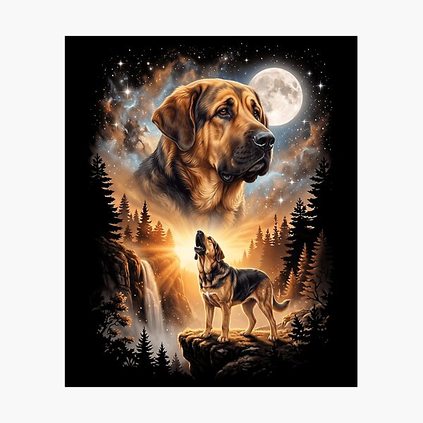 Item preview, Spanish Mastiff Howling Moon Art Dog Mom Dad Lover designed and sold by dian-rody-crest.