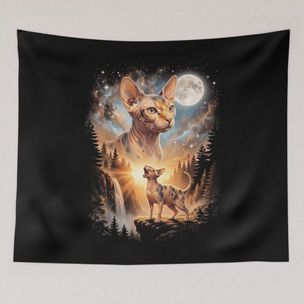 Item preview, Sphynx Howling Moon Art Cat Mom Dad Lover designed and sold by dian-rody-crest.