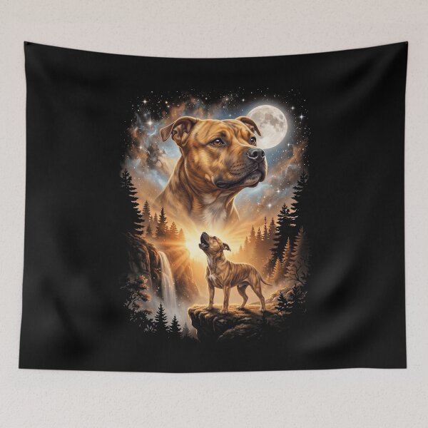 Item preview, Staffordshire Bull Terrier Howling Moon Art Dog Mom Dad Lover designed and sold by dian-rody-crest.