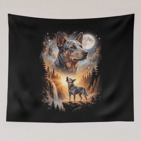 Item preview, Texas Heeler Howling Moon Art Dog Mom Dad Lover designed and sold by dian-rody-crest.