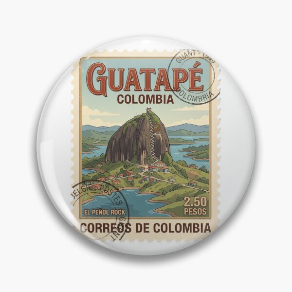 Item preview, Vintage Guatapé Colombia El Peñol Rock Travel Stamp designed and sold by k3rstman1.