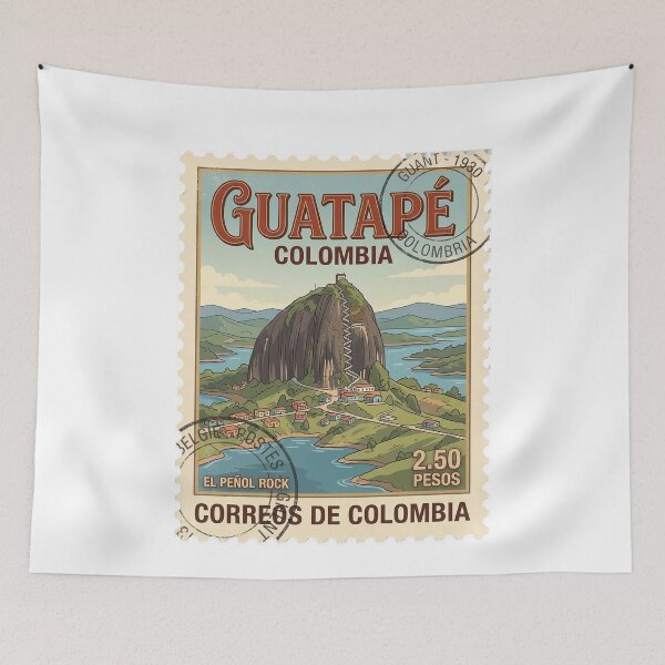 Item preview, Vintage Guatapé Colombia El Peñol Rock Travel Stamp designed and sold by k3rstman1.
