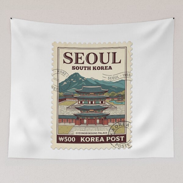 Item preview, Vintage Seoul South Korea Gyeongbokgung Palace Travel Stamp designed and sold by k3rstman1.