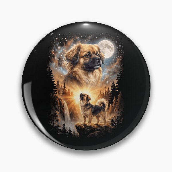 Item preview, Tibetan Spaniel Howling Moon Art Dog Mom Dad Lover designed and sold by dian-rody-crest.