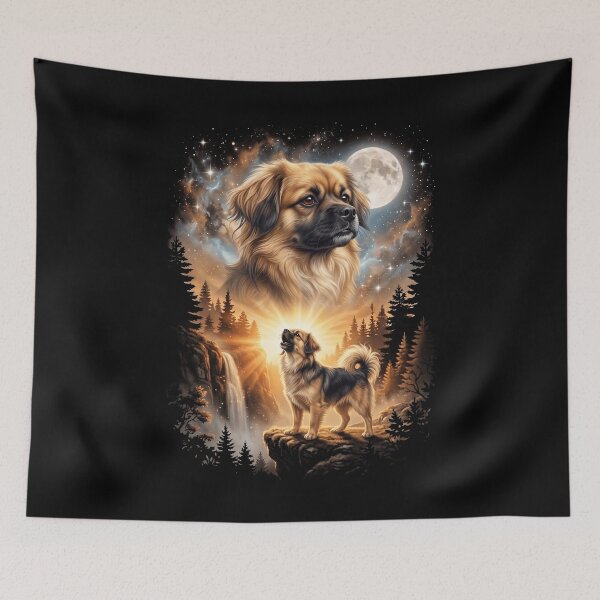 Item preview, Tibetan Spaniel Howling Moon Art Dog Mom Dad Lover designed and sold by dian-rody-crest.