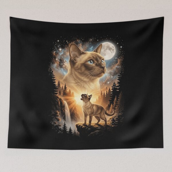 Item preview, Tonkinese Howling Moon Art Cat Mom Dad Lover designed and sold by dian-rody-crest.