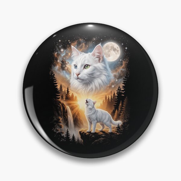 Item preview, Turkish Angora Howling Moon Art Cat Mom Dad Lover designed and sold by dian-rody-crest.