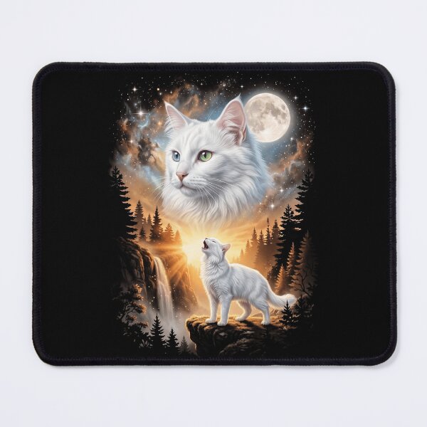 Item preview, Turkish Angora Howling Moon Art Cat Mom Dad Lover designed and sold by dian-rody-crest.