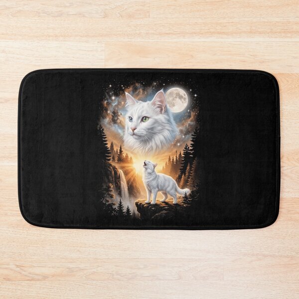 Item preview, Turkish Angora Howling Moon Art Cat Mom Dad Lover designed and sold by dian-rody-crest.