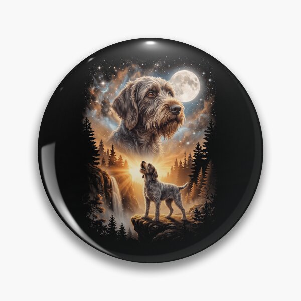 Item preview, Wirehaired Pointing Griffon Howling Moon Art Dog Mom Dad Lover designed and sold by dian-rody-crest.