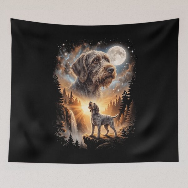 Item preview, Wirehaired Pointing Griffon Howling Moon Art Dog Mom Dad Lover designed and sold by dian-rody-crest.