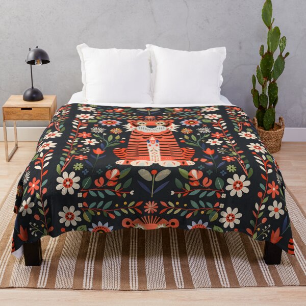 Item preview, Scandinavian Folk Art, Floral Tiger designed and sold by xiao xuans.
