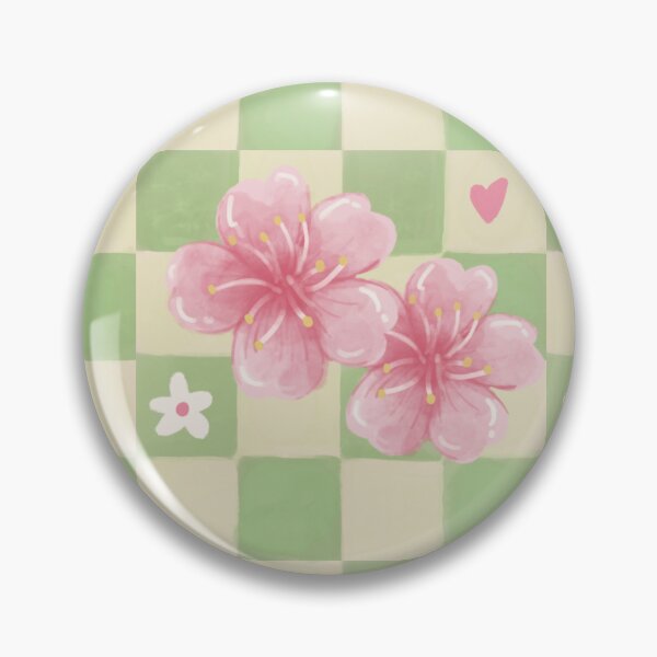 Item preview, Cherry Blossom Checkerboard Pink and Green Floral Pattern designed and sold by VenusandMoon.