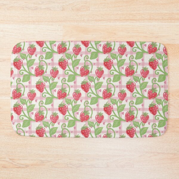 Item preview, Strawberry Vine Cottagecore Botanical Gingham Pattern designed and sold by VenusandMoon.