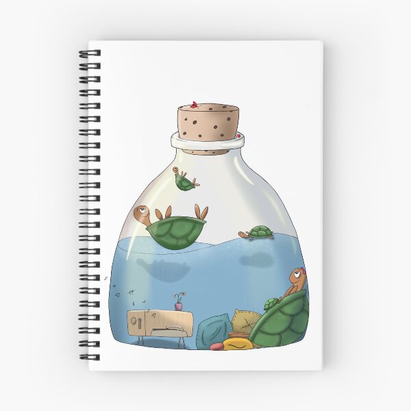 Item preview, Undersea Vibe Check: Record Player & Relaxed Turtles in a Bottle designed and sold by The Whimsy Nest Art.