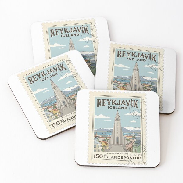 Item preview, Reykjavík Iceland Hallgrímskirkja Church Vintage Travel Stamp designed and sold by k3rstman1.