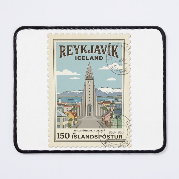 Item preview, Reykjavík Iceland Hallgrímskirkja Church Vintage Travel Stamp designed and sold by k3rstman1.
