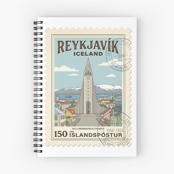 Item preview, Reykjavík Iceland Hallgrímskirkja Church Vintage Travel Stamp designed and sold by k3rstman1.