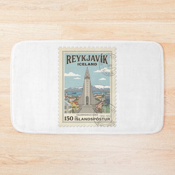 Item preview, Reykjavík Iceland Hallgrímskirkja Church Vintage Travel Stamp designed and sold by k3rstman1.