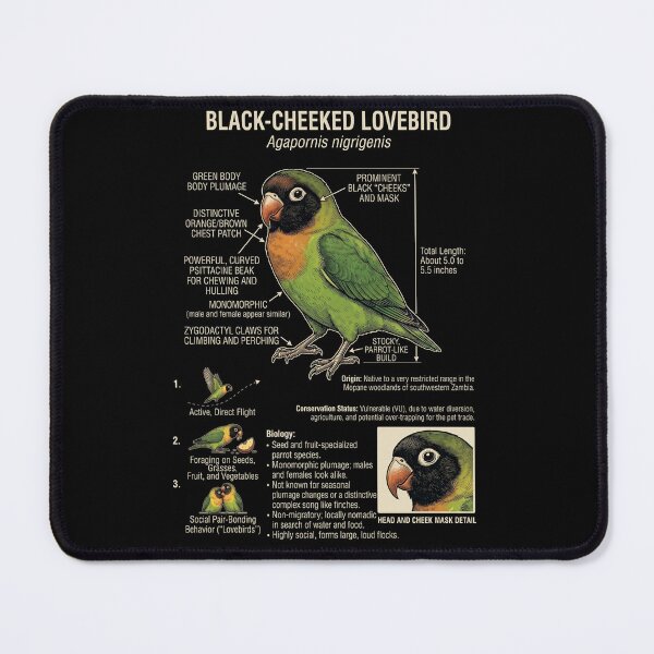Item preview, Black cheeked Lovebird Scientific Anatomy Ornithology Parrot Lover designed and sold by dian-rody-crest.
