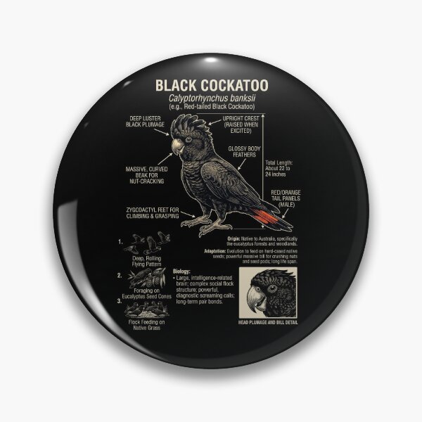Item preview, Black Cockatoo Scientific Anatomy Ornithology Parrot Lover designed and sold by dian-rody-crest.