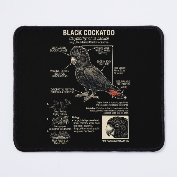 Item preview, Black Cockatoo Scientific Anatomy Ornithology Parrot Lover designed and sold by dian-rody-crest.