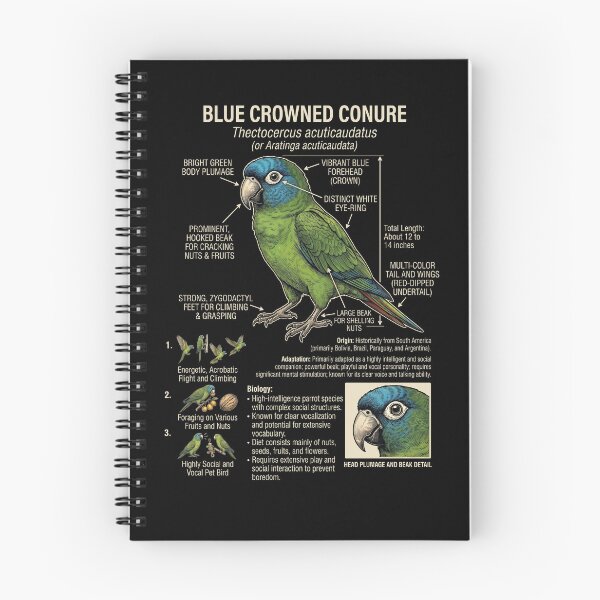 Item preview, Blue Crowned Conure Scientific Anatomy Ornithology Parrot Lover designed and sold by dian-rody-crest.