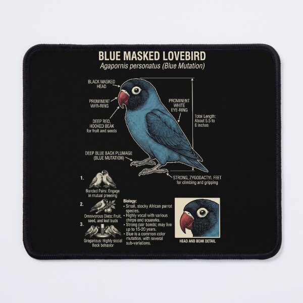 Item preview, Blue Masked Lovebird Scientific Anatomy Ornithology Parrot Lover designed and sold by dian-rody-crest.