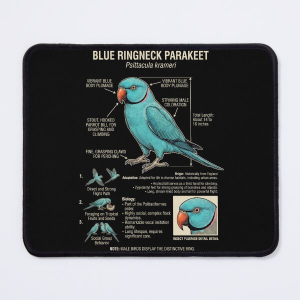 Item preview, Blue Ringneck Parakeet Scientific Anatomy Ornithology Parrot Lover designed and sold by dian-rody-crest.
