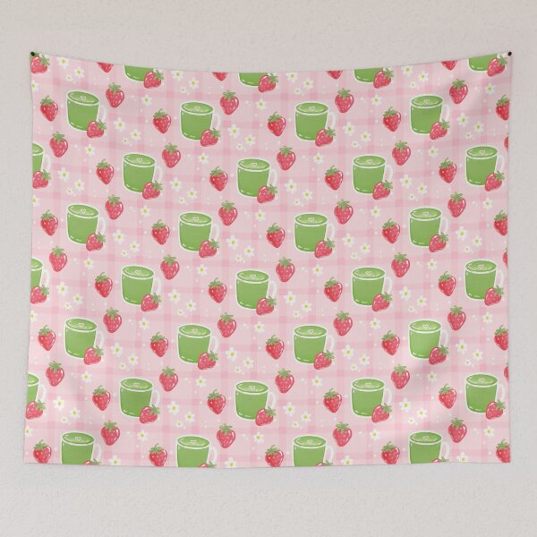 Item preview, Strawberry Matcha Tea Party Kawaii Pattern designed and sold by VenusandMoon.