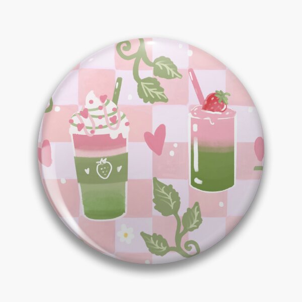 Item preview, Strawberry Matcha Latte Checkerboard Pattern designed and sold by VenusandMoon.