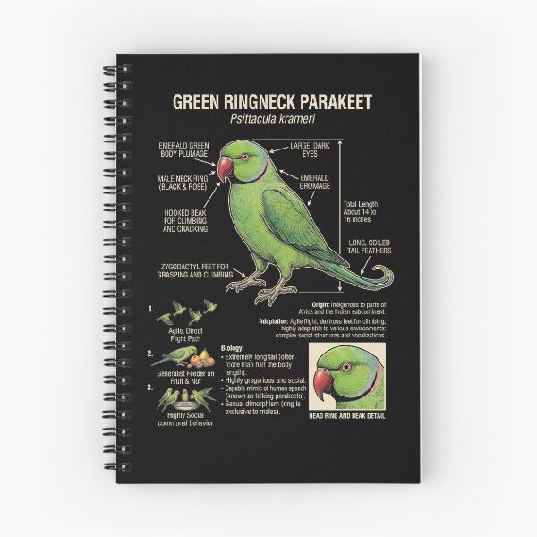 Item preview, Green Ringneck Parakeet Scientific Anatomy Ornithology Parrot Lover designed and sold by dian-rody-crest.