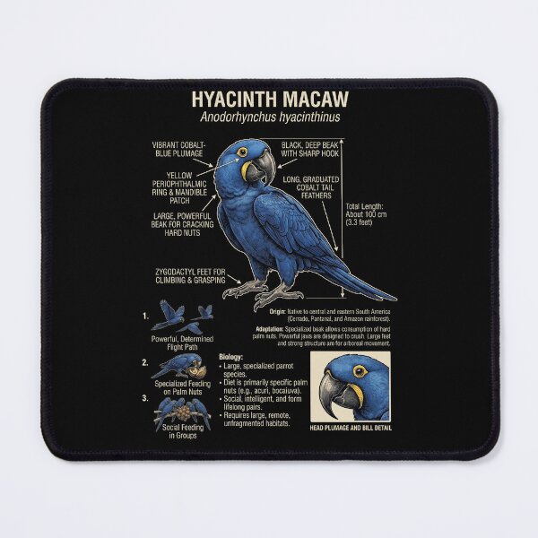 Item preview, Hyacinth Macaw Scientific Anatomy Ornithology Parrot Lover designed and sold by dian-rody-crest.
