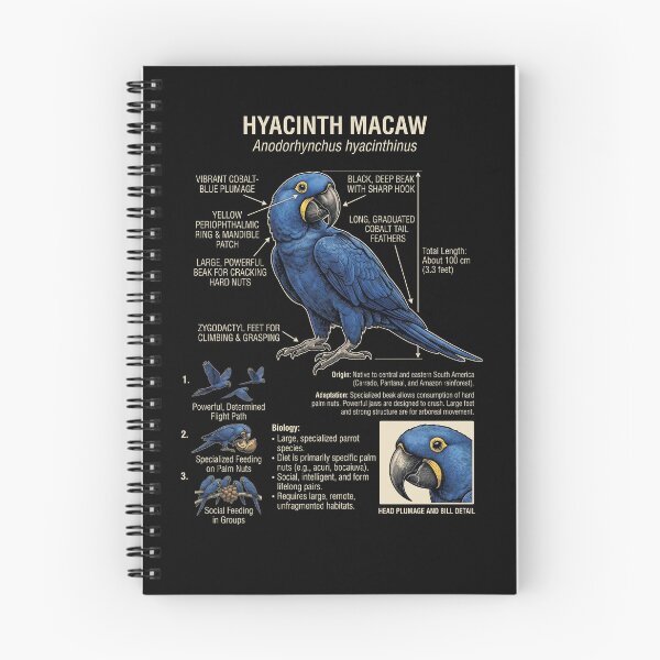 Item preview, Hyacinth Macaw Scientific Anatomy Ornithology Parrot Lover designed and sold by dian-rody-crest.