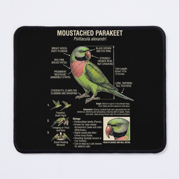 Item preview, Mustached Parakeet Scientific Anatomy Ornithology Parrot Lover designed and sold by dian-rody-crest.