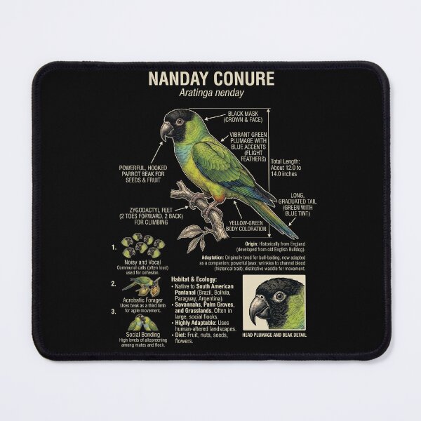 Item preview, Nanday Conure Scientific Anatomy Ornithology Parrot Lover designed and sold by dian-rody-crest.