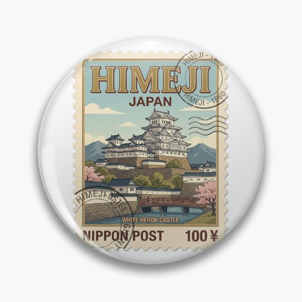 Item preview, Vintage White Heron Castle Himeji Japan Travel Stamp designed and sold by k3rstman1.