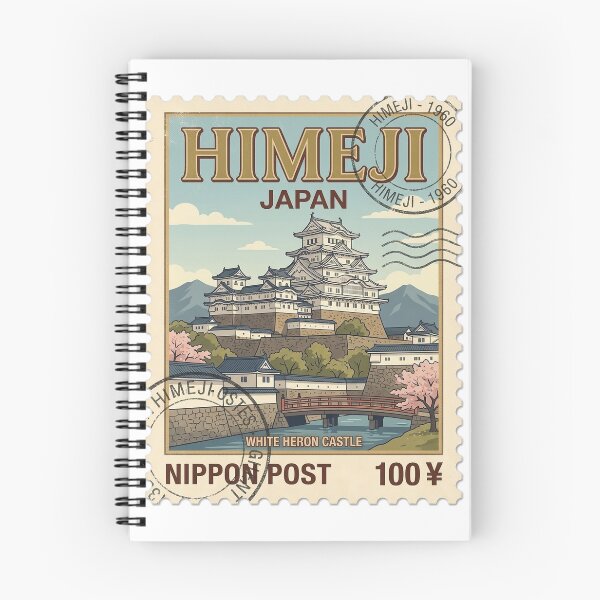 Item preview, Vintage White Heron Castle Himeji Japan Travel Stamp designed and sold by k3rstman1.