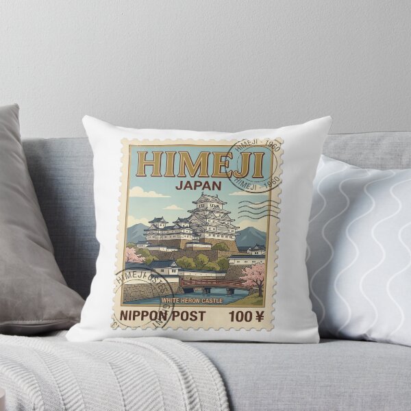 Item preview, Vintage White Heron Castle Himeji Japan Travel Stamp designed and sold by k3rstman1.
