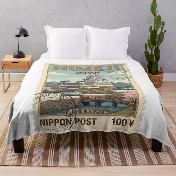 Item preview, Vintage White Heron Castle Himeji Japan Travel Stamp designed and sold by k3rstman1.