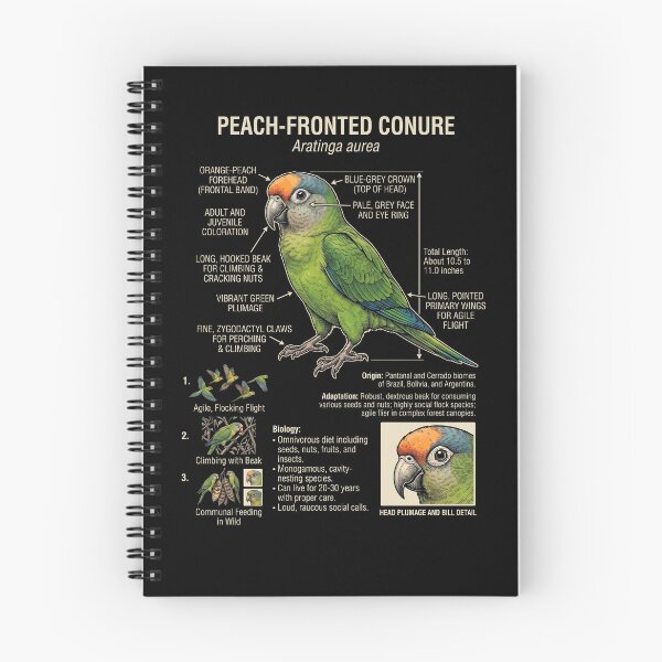 Item preview, Peach Fronted Conure Scientific Anatomy Ornithology Parrot Lover designed and sold by dian-rody-crest.