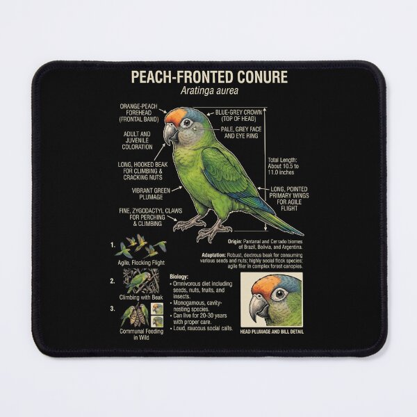 Item preview, Peach Fronted Conure Scientific Anatomy Ornithology Parrot Lover designed and sold by dian-rody-crest.