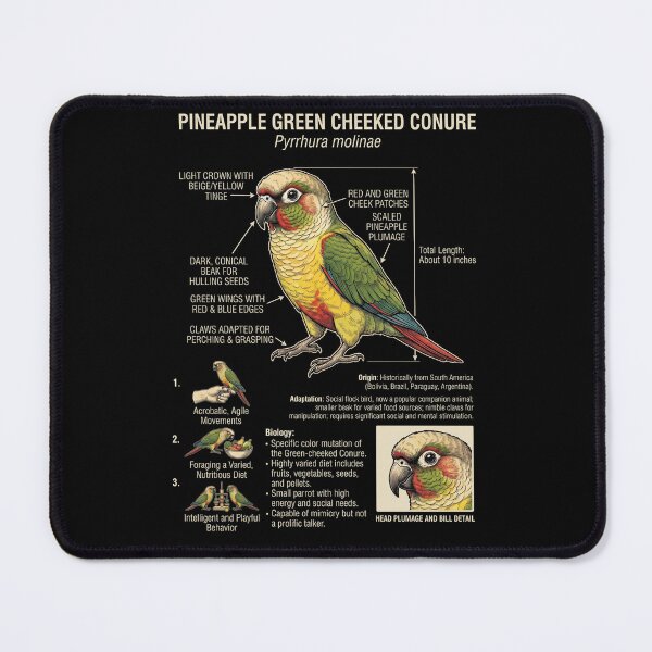 Item preview, Pineapple Green Cheeked Conure Scientific Anatomy Ornithology Parrot Lover designed and sold by dian-rody-crest.