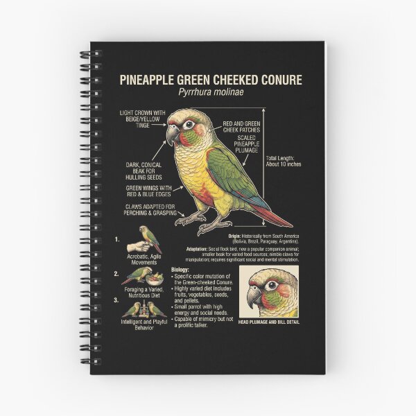 Item preview, Pineapple Green Cheeked Conure Scientific Anatomy Ornithology Parrot Lover designed and sold by dian-rody-crest.