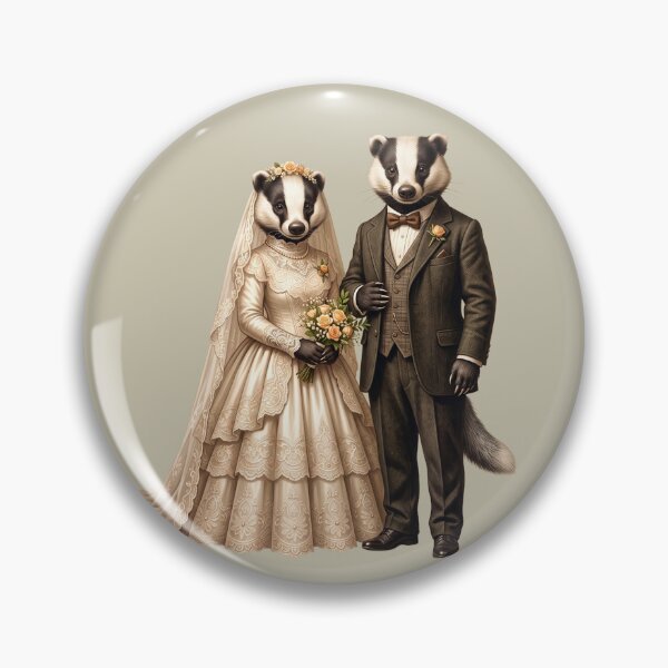 Item preview, Vintage Victorian Badger Couple Woodland Wedding Portrait designed and sold by Englandbear.